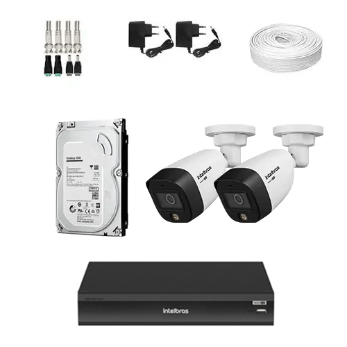 Kit Completo 2 Câmeras de Segurança Intelbras VHD 1220 B Full Color