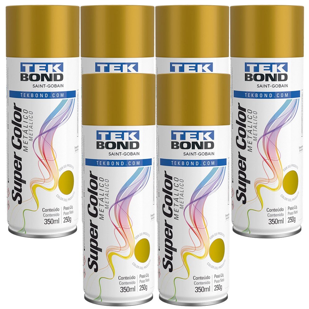 Kit Tekspray Tinta Super Color Met Lico Ouro Ml Tekbond