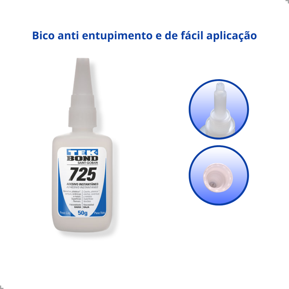 Adesivo Cola Instantânea Tekbond 725 50g Baixa Viscosidade MadeiraMadeira