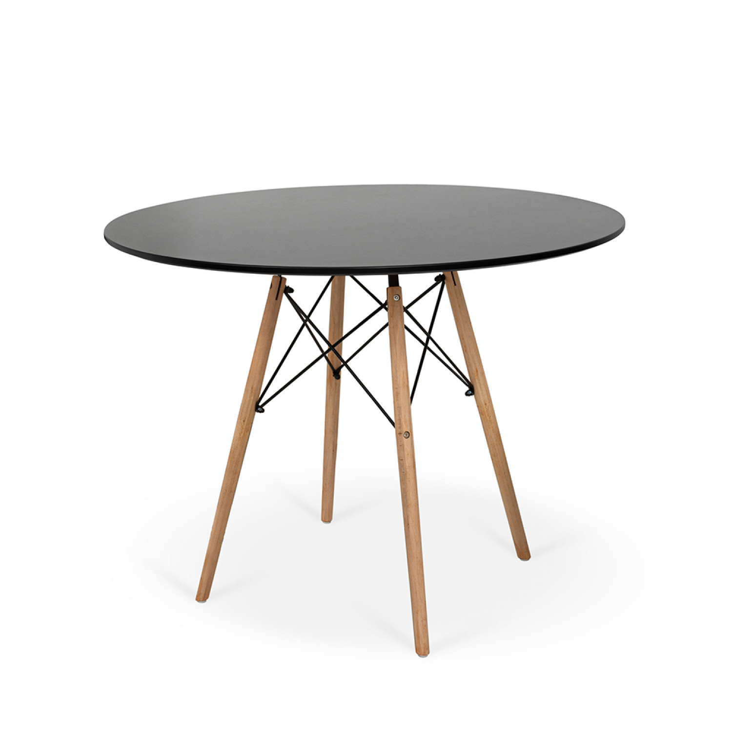 Mesa Redonda Eames Eiffel Wood Cm Napole Decor Preto Madeiramadeira