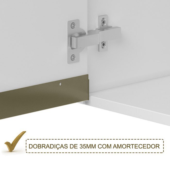 Armario Aereo Portas Cm Em Mdf Kali Premium X Branco Off