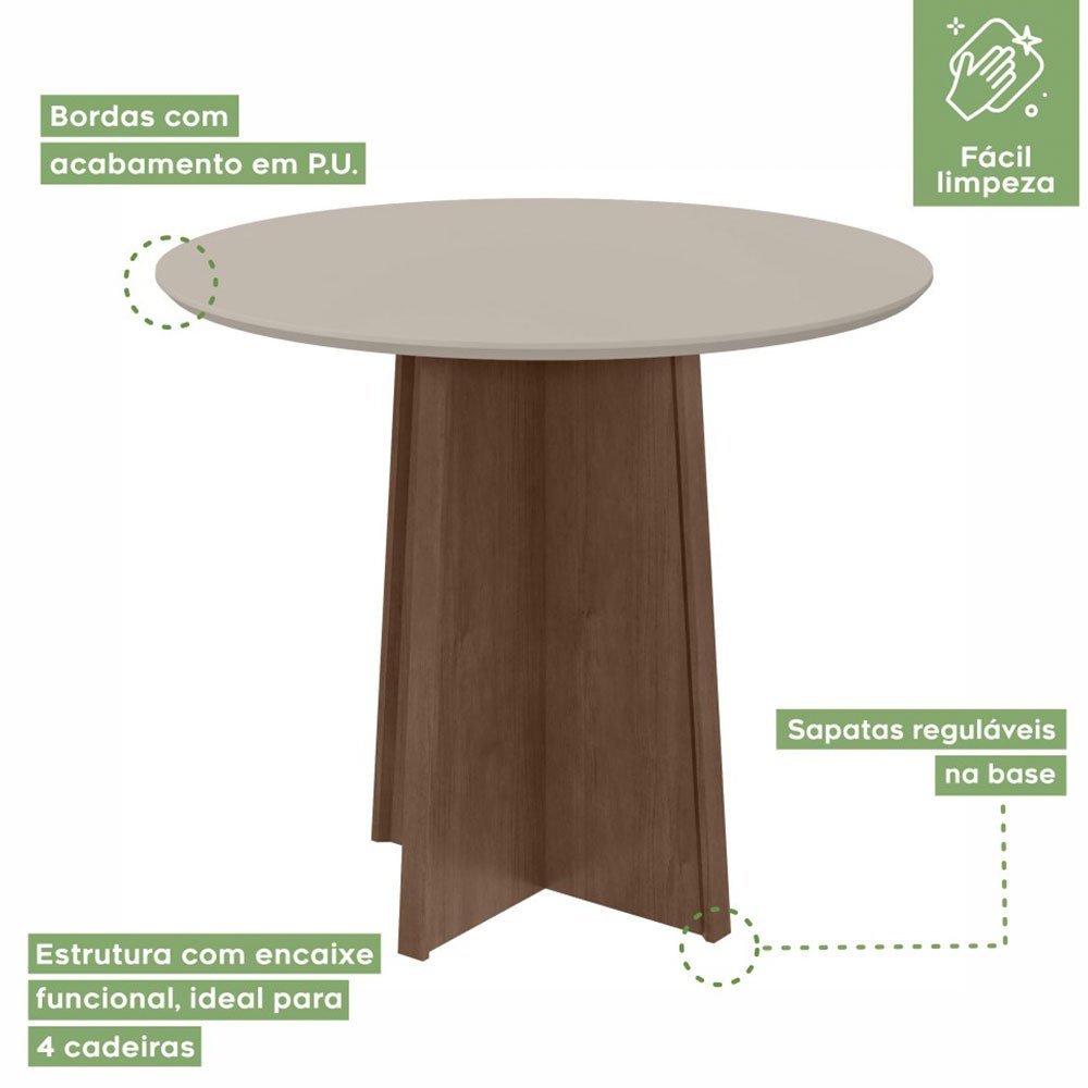 Conjunto Mesa Celebrare Tampo 4 Cadeiras Naturale Athenas Móveis