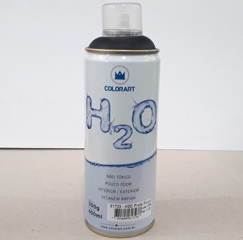 TINTA SPRAY PRETO FOSCO H2O COLORART 400ML 300G MadeiraMadeira