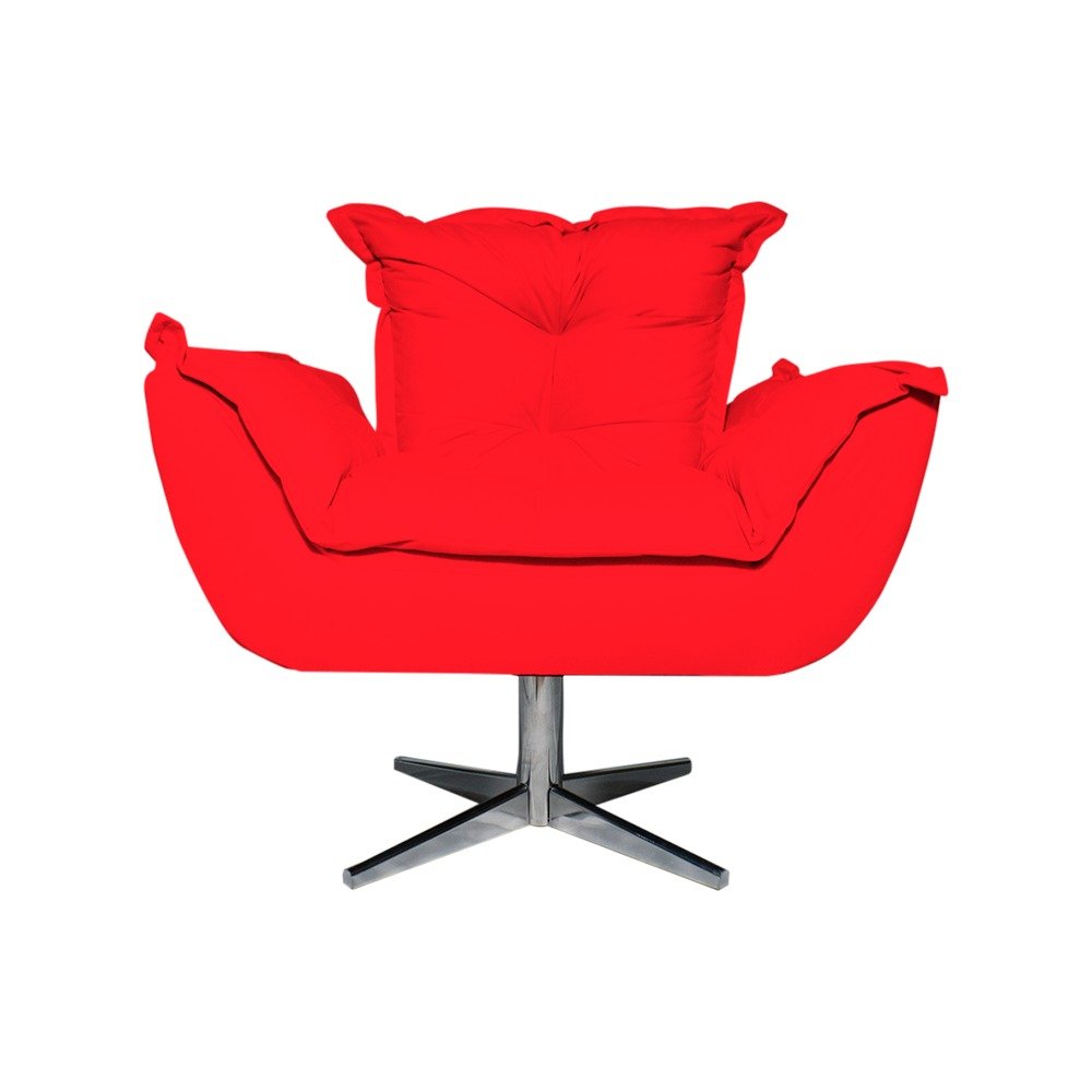 Poltrona Decorativa Opala Suede Vermelho Base Giratoria Ppa Outlet