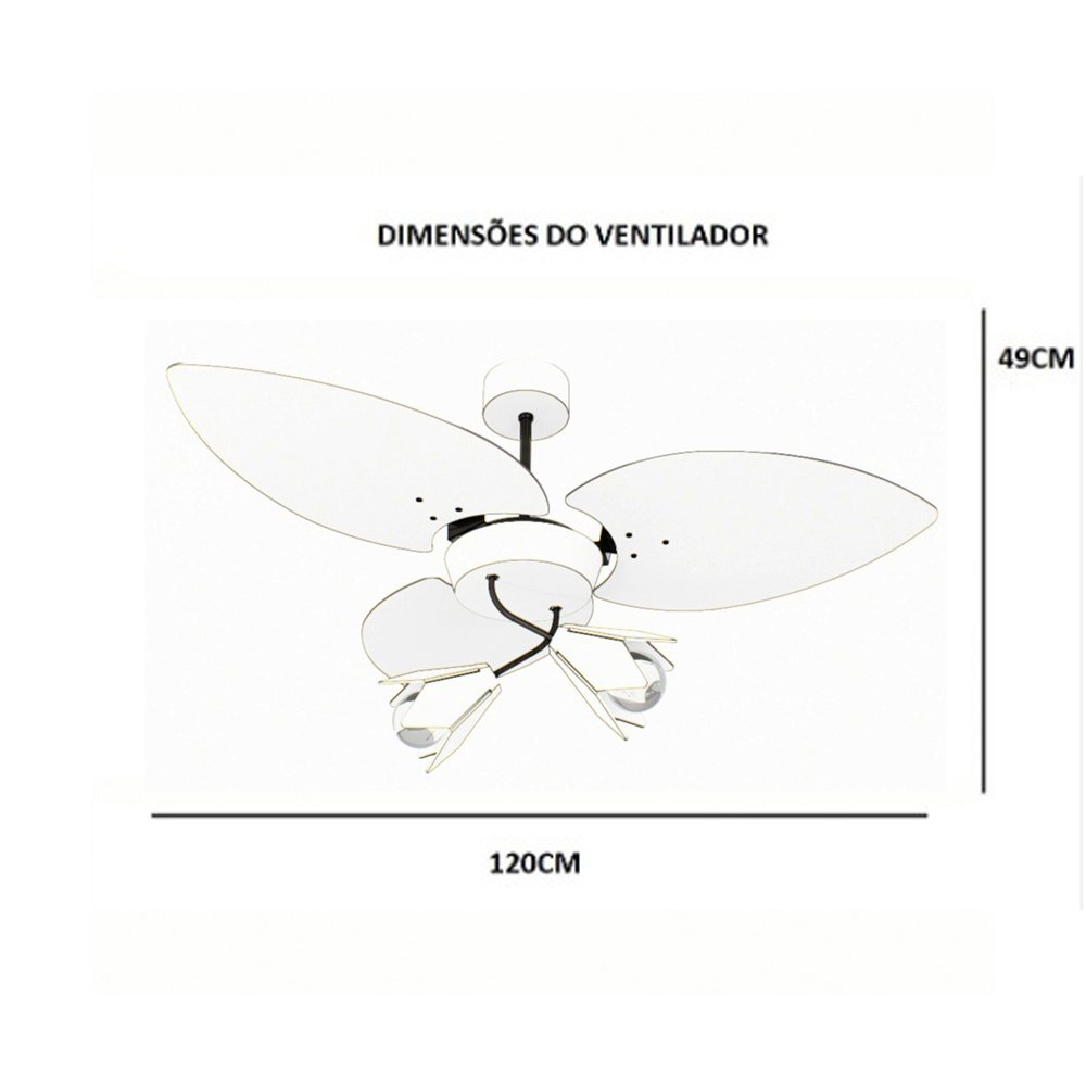 Ventilador de Teto Natuvent Tulipas 3 Pás Madeira Preto MadeiraMadeira