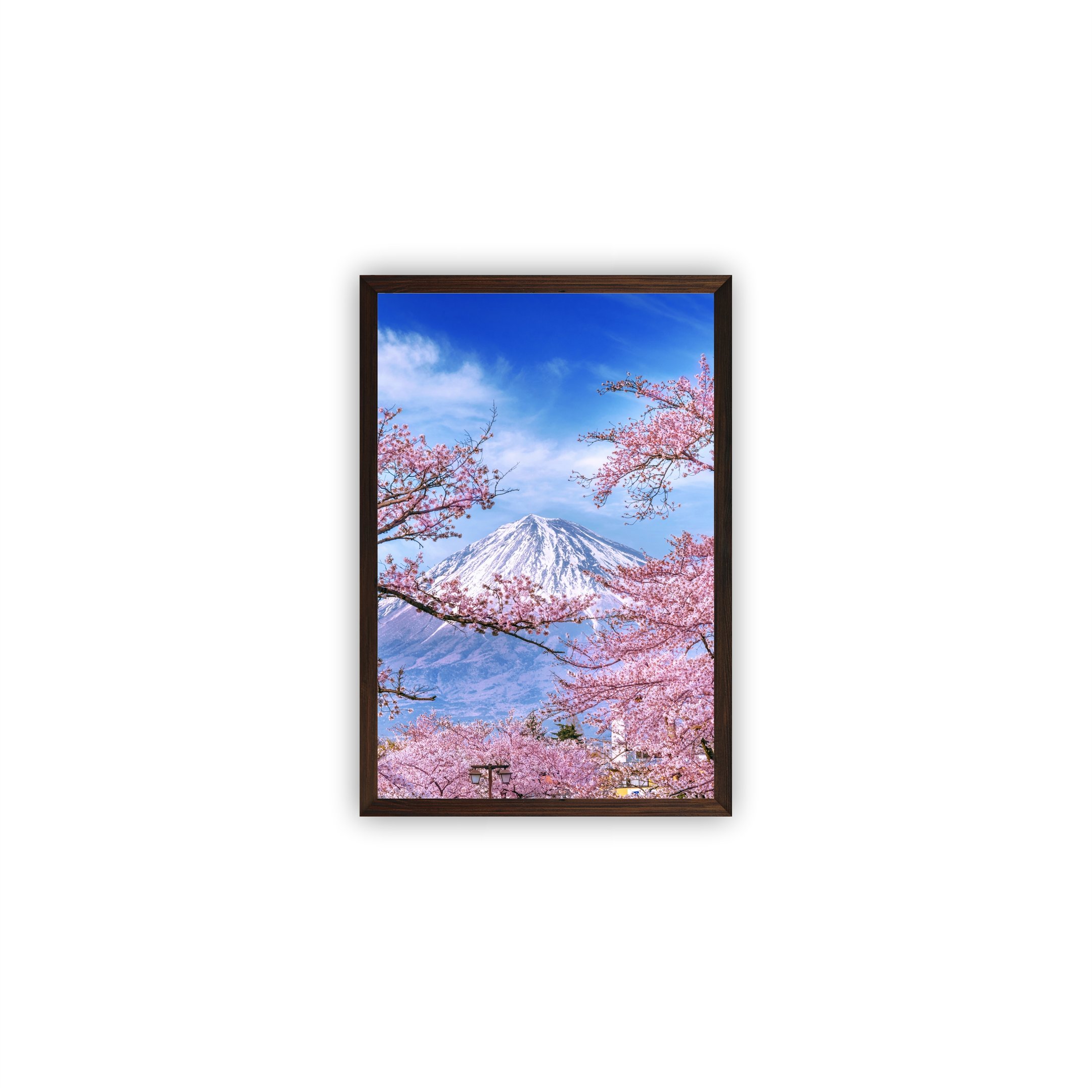 Quadro Decorativo Moldura Marrom E Vidro Natureza Monte Fuji Jap O