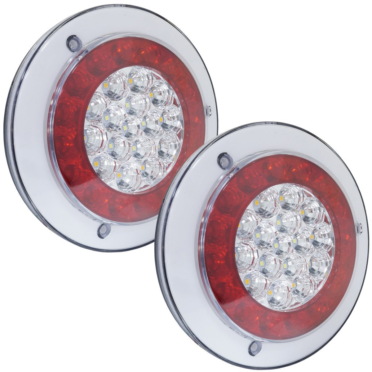 Par Lanterna Traseira Led Tricolor Redonda 12 24v Universal Carretinha