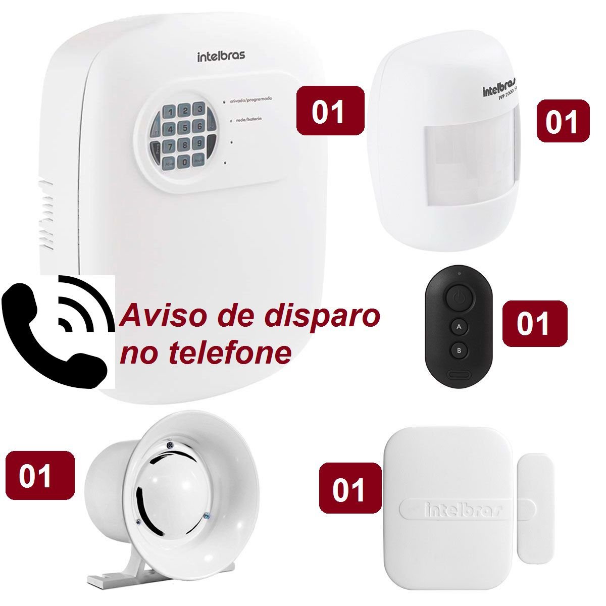 Kit De Alarme Intelbras Anm St Sensores E Discadora Por