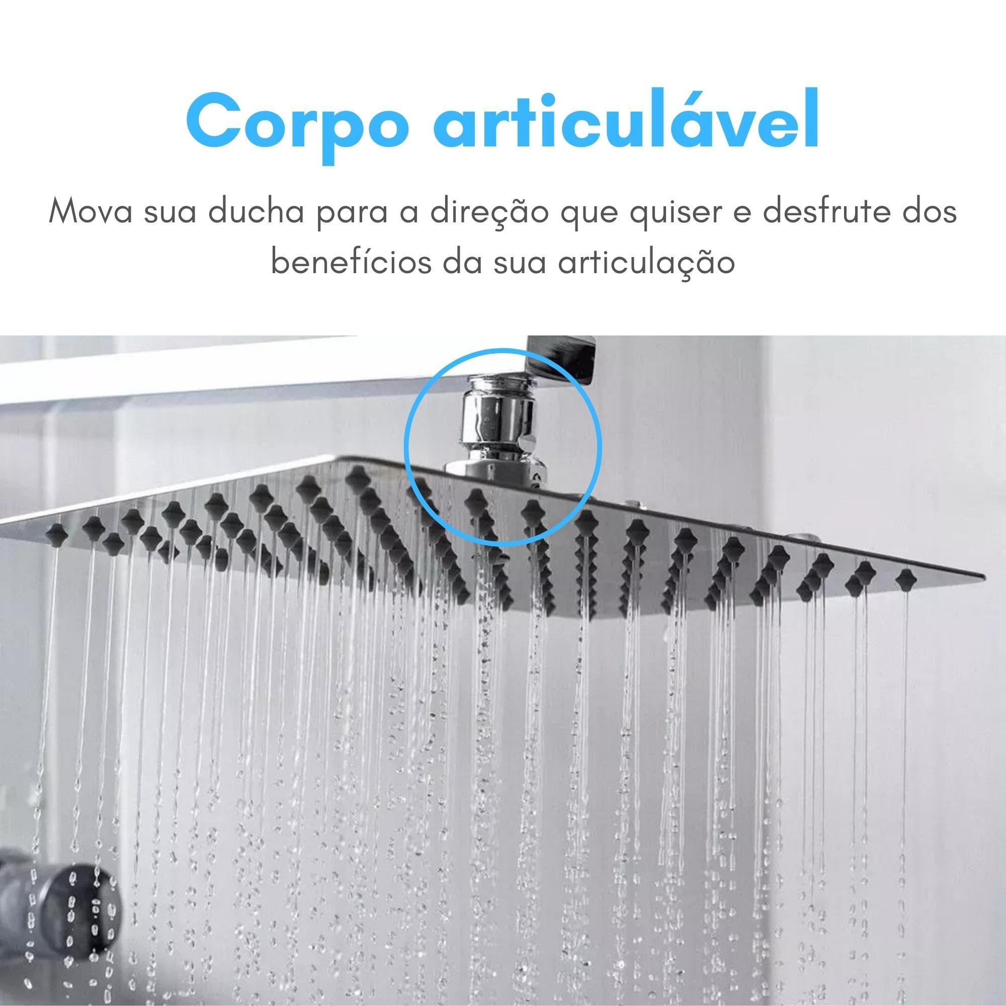 Ducha Quadrada 20x20 Para Área Externa Em Inox Piscina Chuveiro