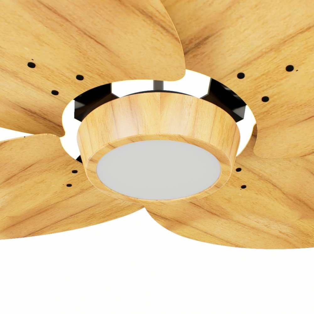 Ventilador De Teto Natuvent Dahlia Led P S Madeira Teca K Branco