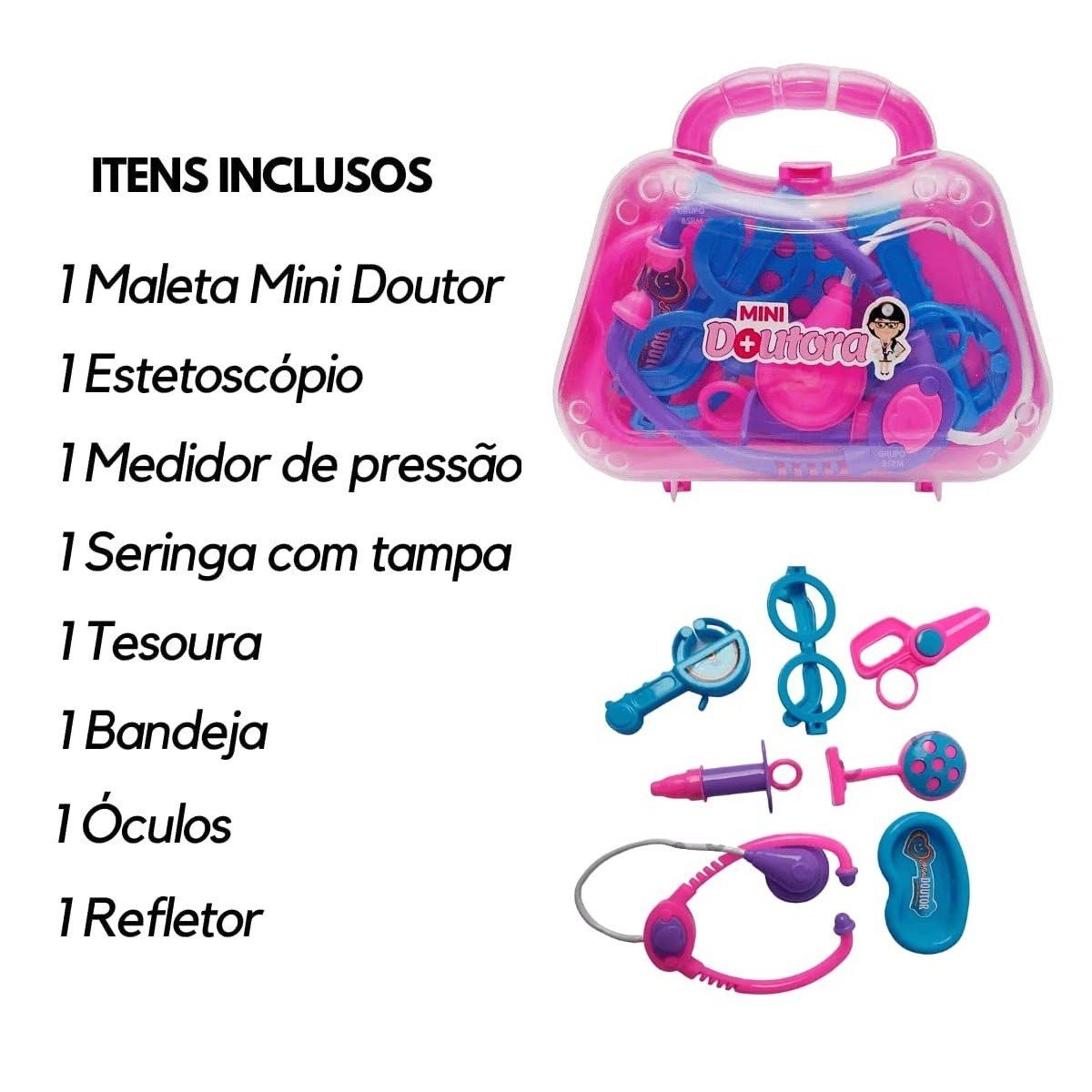 Brinquedo Maleta Médica Mini Doutora Rosa Paks Toys MadeiraMadeira