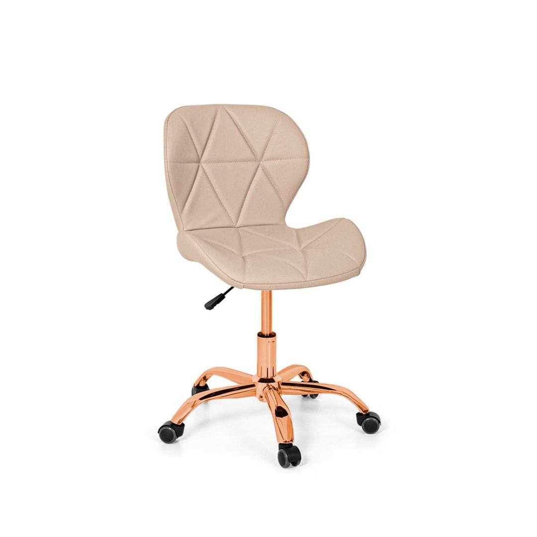 Cadeira Office Eiffel Slim Base Girat Ria Nude Red Gold Madeiramadeira