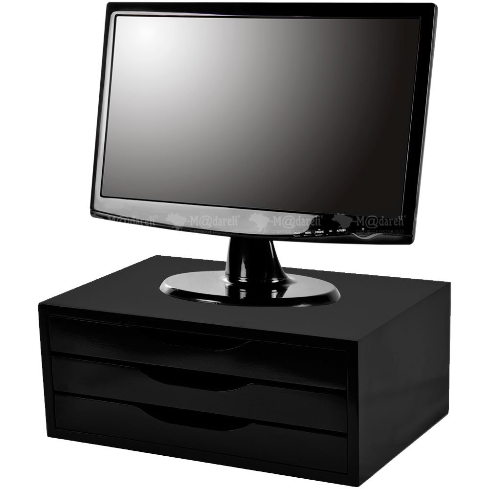 Suporte Para Monitor One 3 Gavetas Souza Preto MadeiraMadeira