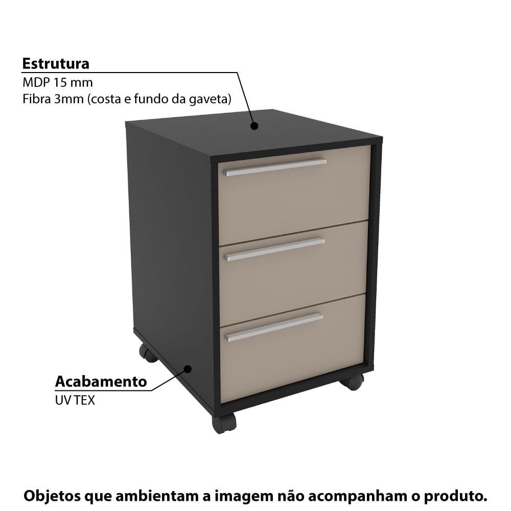 Gaveteiro Maia Gavetas Preto Cinza Madeiramadeira