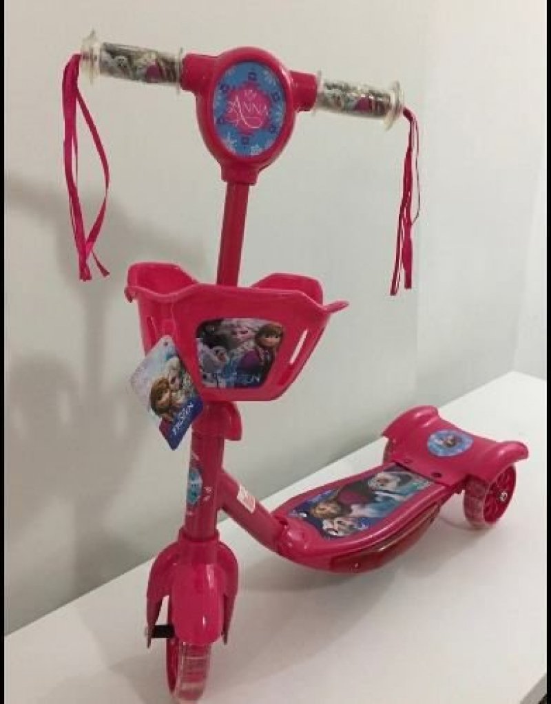 Patinete Musical Frozen Infantil Cesta E Luzes 3 Rodas MadeiraMadeira