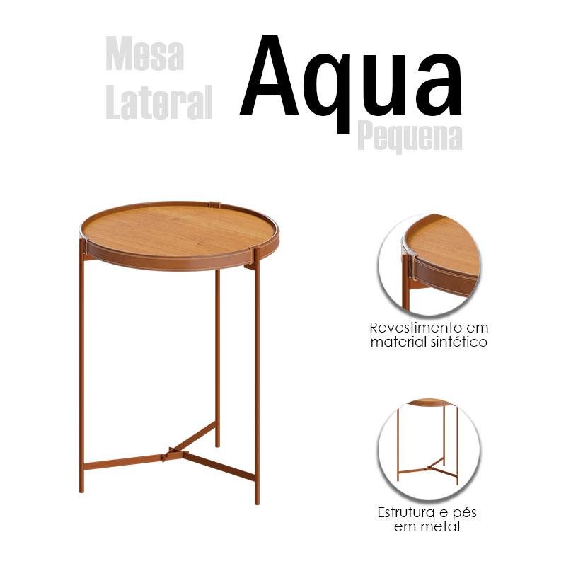 Mesa Lateral Ambiente Aqua Pequena Nature Cobre Imcal Madeiramadeira