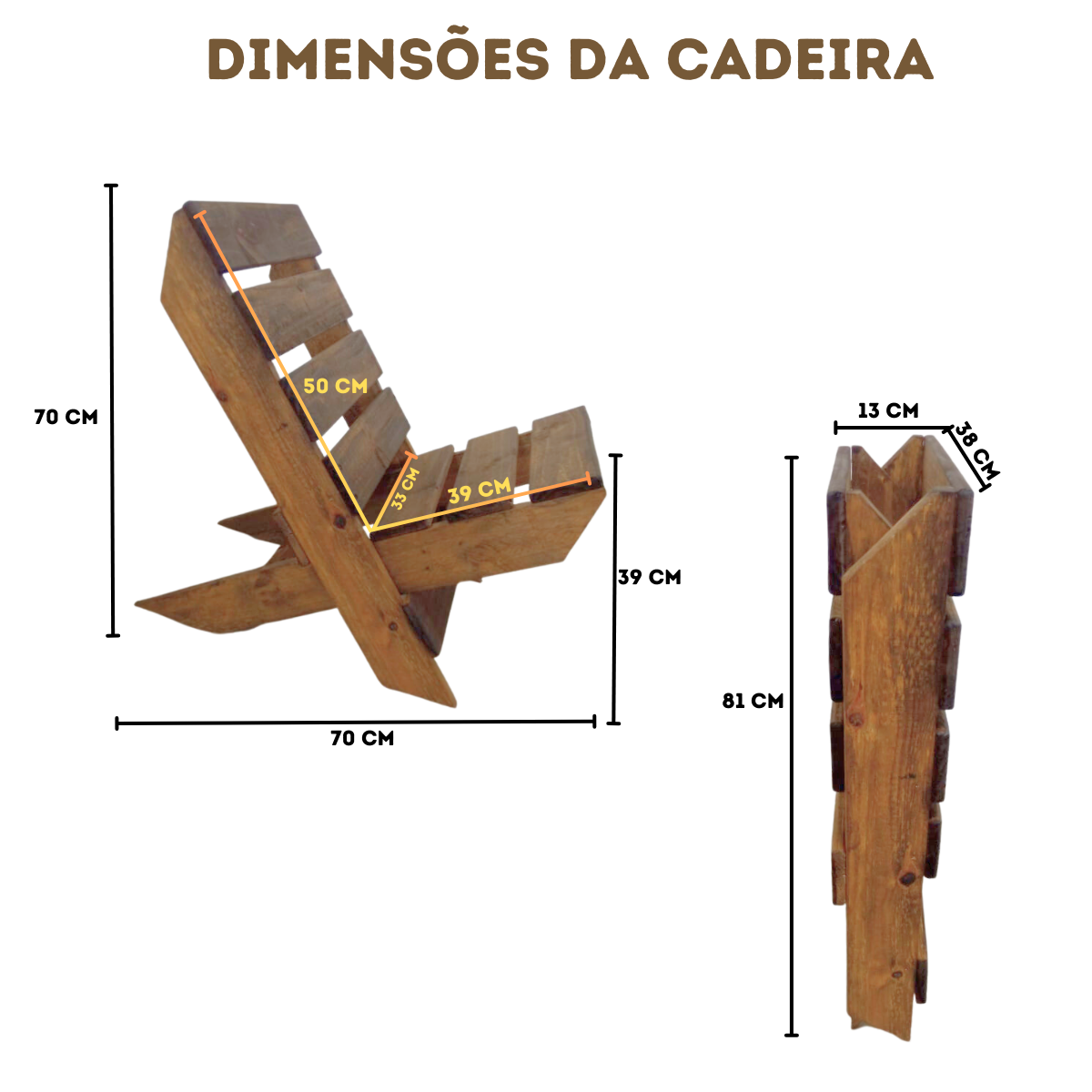 Cadeira Dobravel De Madeira Inclinada Camping Praia Sitio Madeiramadeira