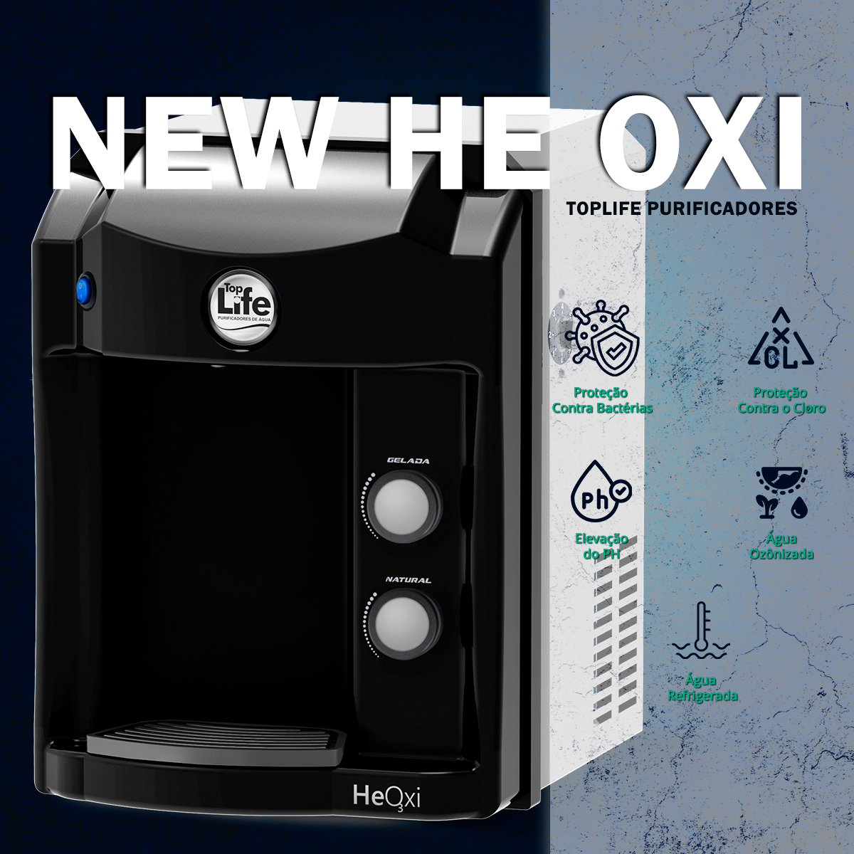 Purificador De Gua Alcalina Refrigerada Oz Nio New He Oxi Preto V