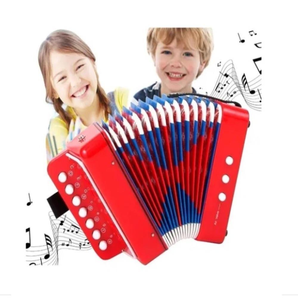 SANFONA MINI ACORDEON VERMELHA INFANTIL 3 BAIXOS GAITA ESTILO