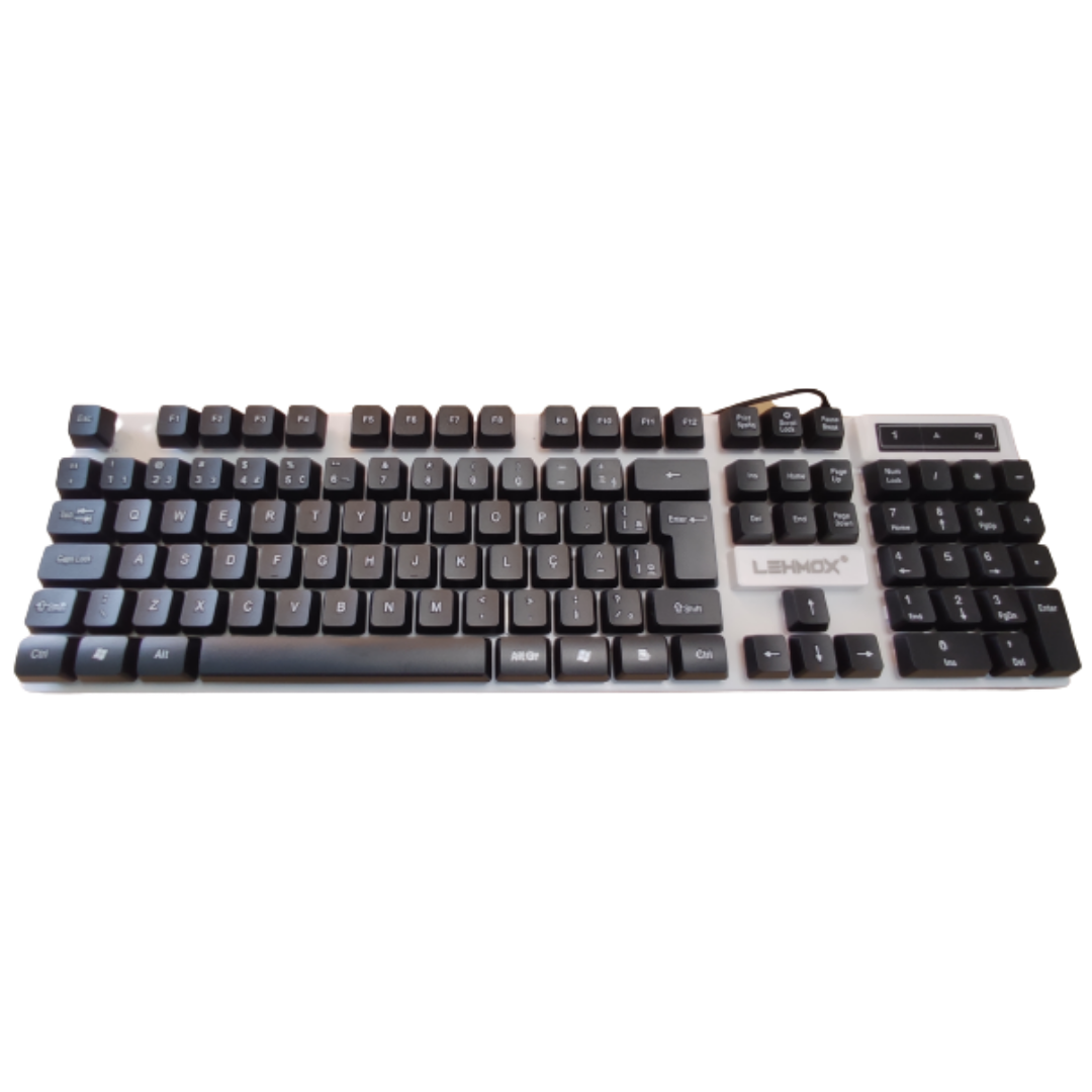 TECLADO GAMER LED RGB GLOW HYPER GT LEY 84 LEHMOX BRANCO PRETO