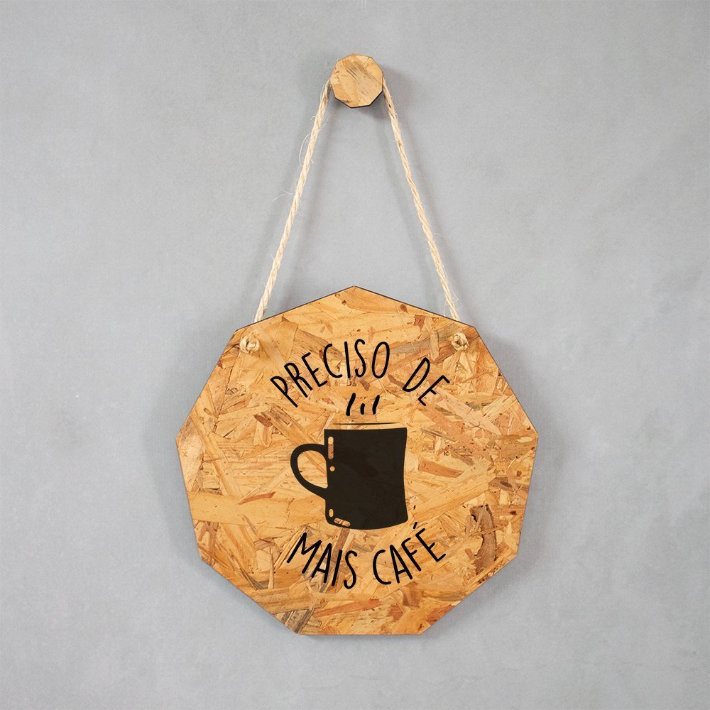 Placa Decorativa OSB Corda Sisal Café 26x25cm MadeiraMadeira