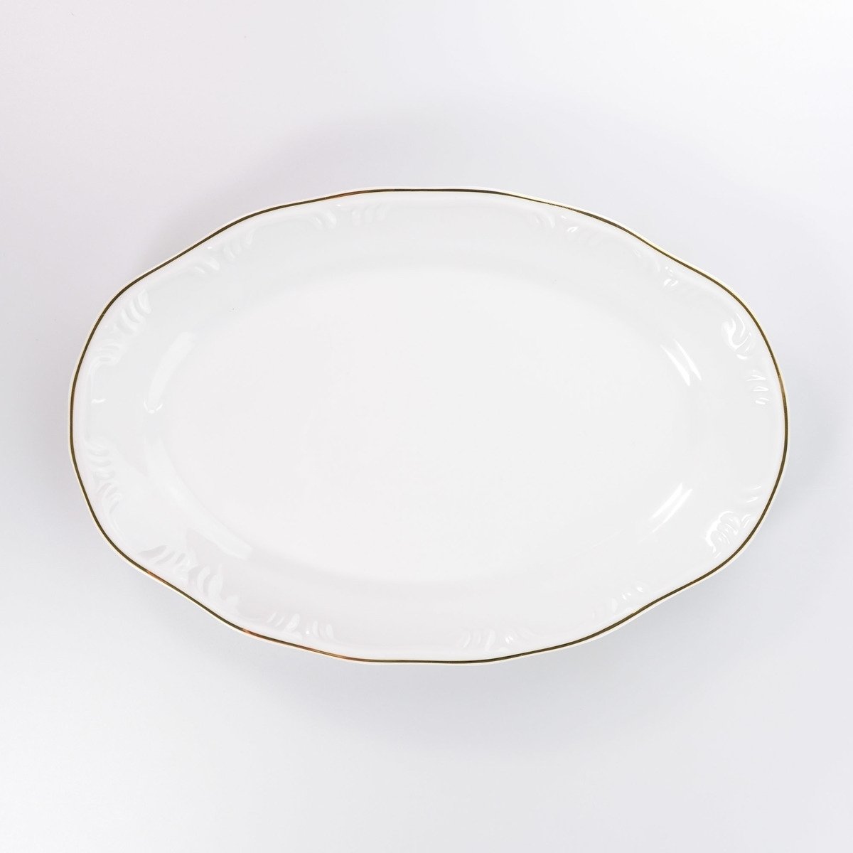 Travessa Rasa Oval Cm Porcelana Schmidt Dec Filetado Ouro