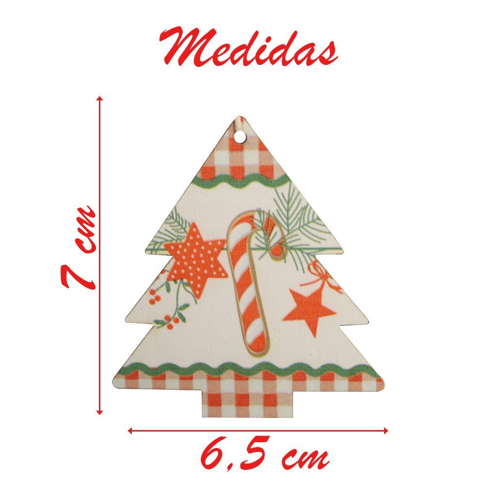 Kit 12 Enfeites Pendentes Para Árvore De Natal Em MDF 7cm MadeiraMadeira