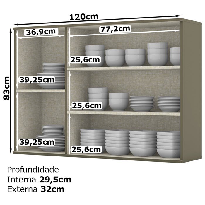 Armario Aereo Portas Vidro Cm Mdf Evy Ci Duna Henn Madeiramadeira