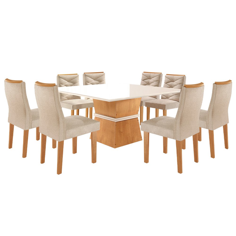 Conjunto Sala De Jantar Cel M Veis Mesa Riviera X Tampo Slim