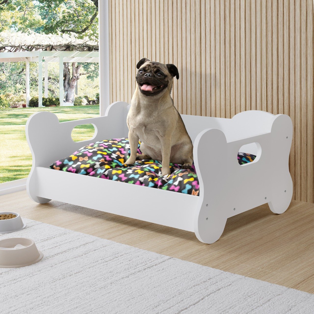 Cama Para Cachorro Pet Osso Colchonete Mdf Madeiramadeira