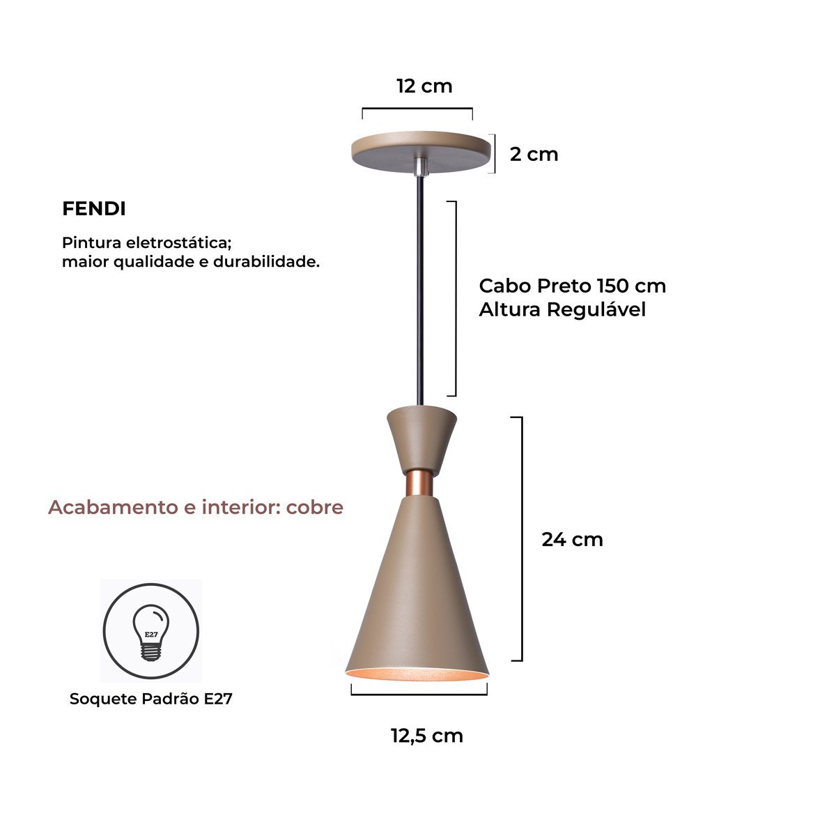 Kit 3 Pendente Luminária Mini Pequim Fendi 24cm Led G45 MadeiraMadeira