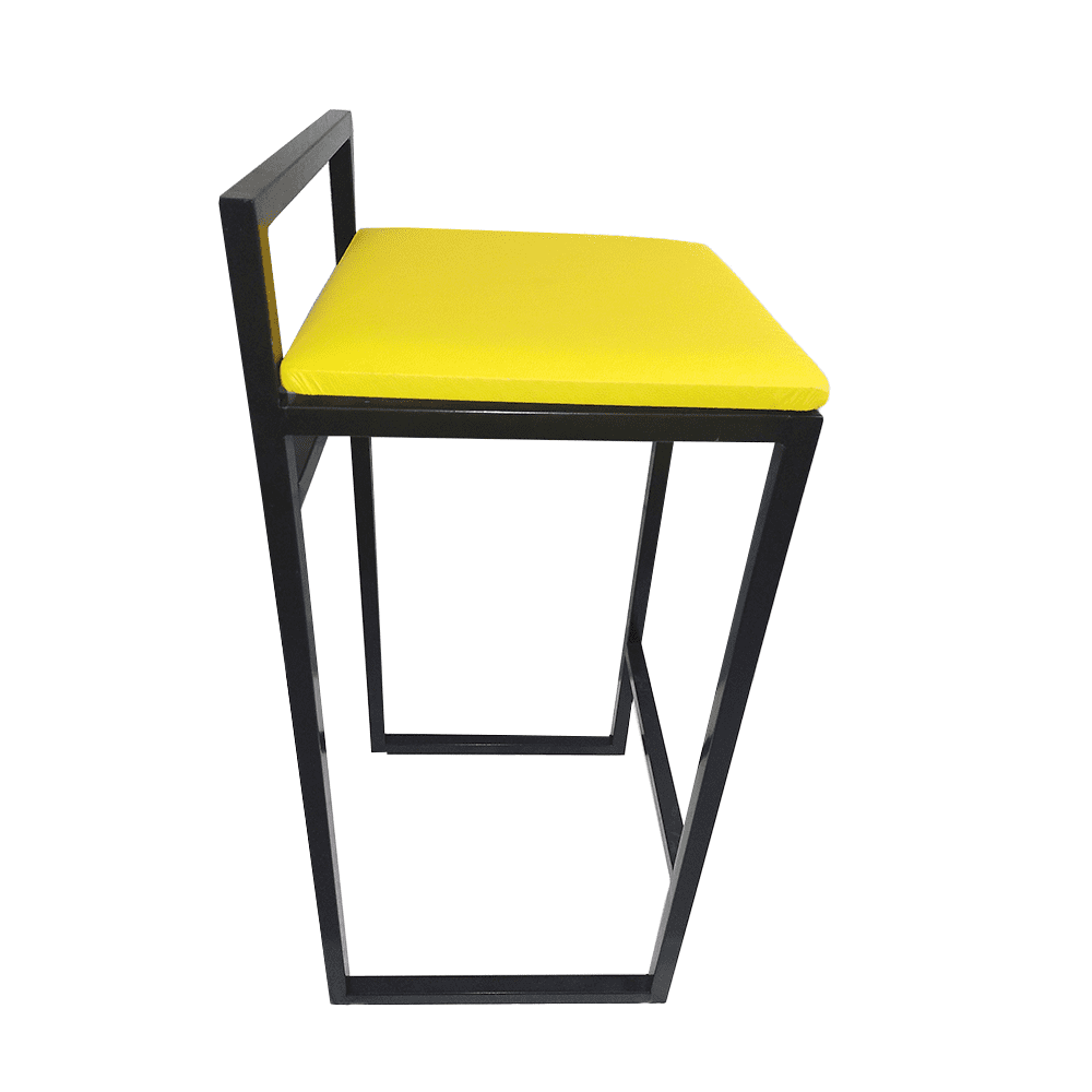 Kit Banquetas Altas Bali Estilo Industrial Assento Amarelo