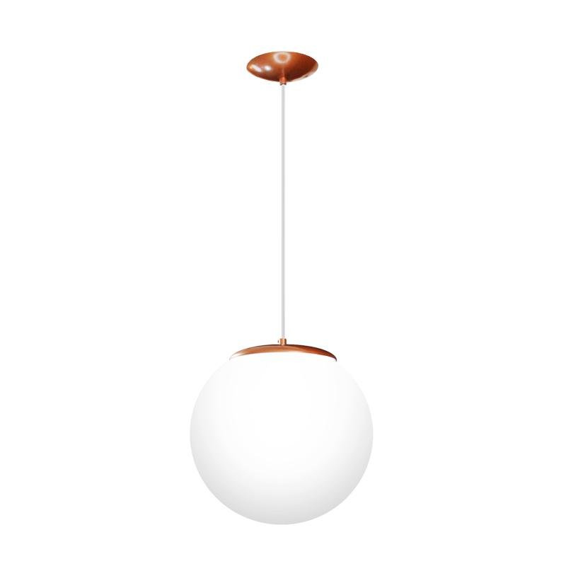 Pendente Glass na Cor Cobre Globo Branco Fosco Ø30cm para 1 Lâmpada