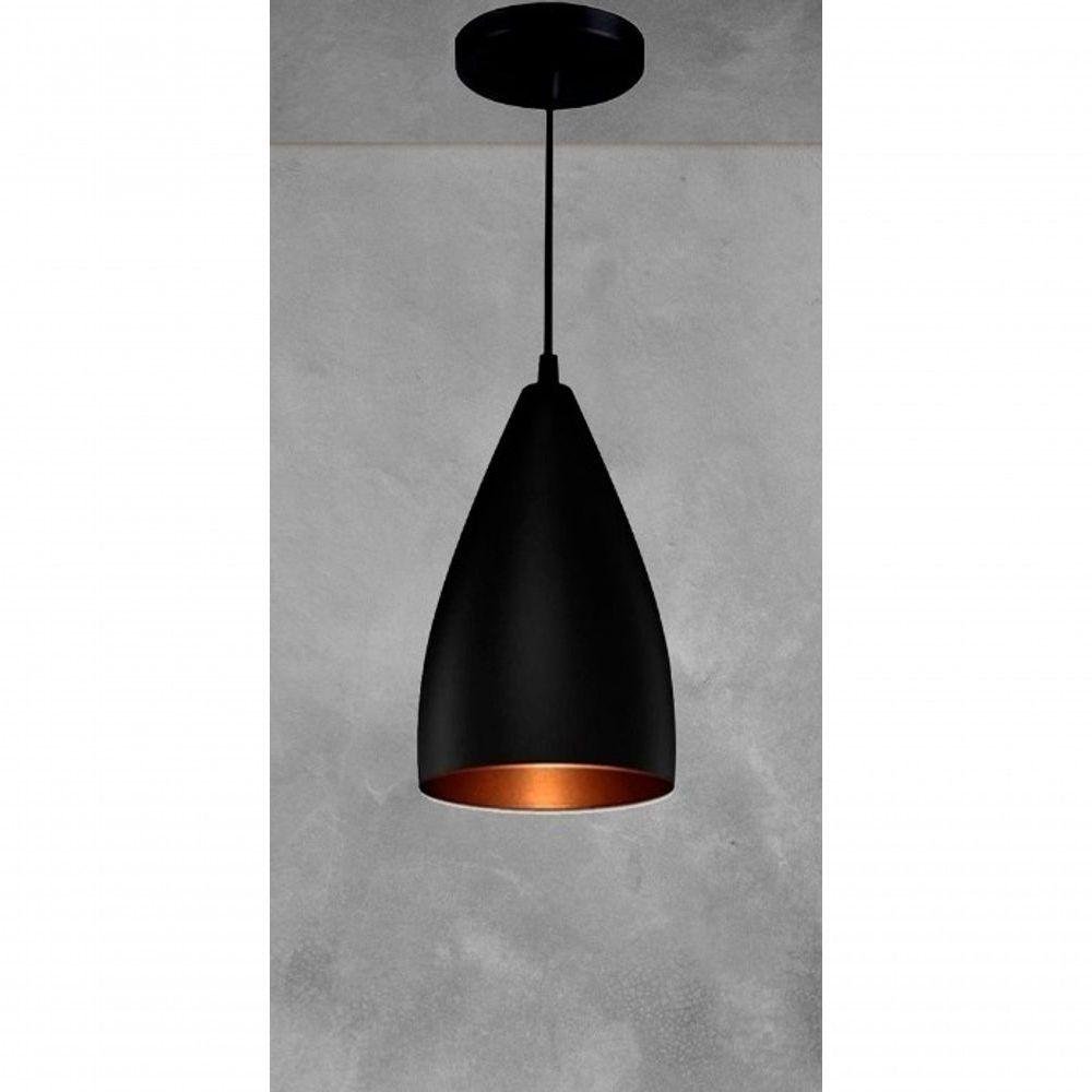 Pendente Lustre Vegas Preto C Cobre MadeiraMadeira