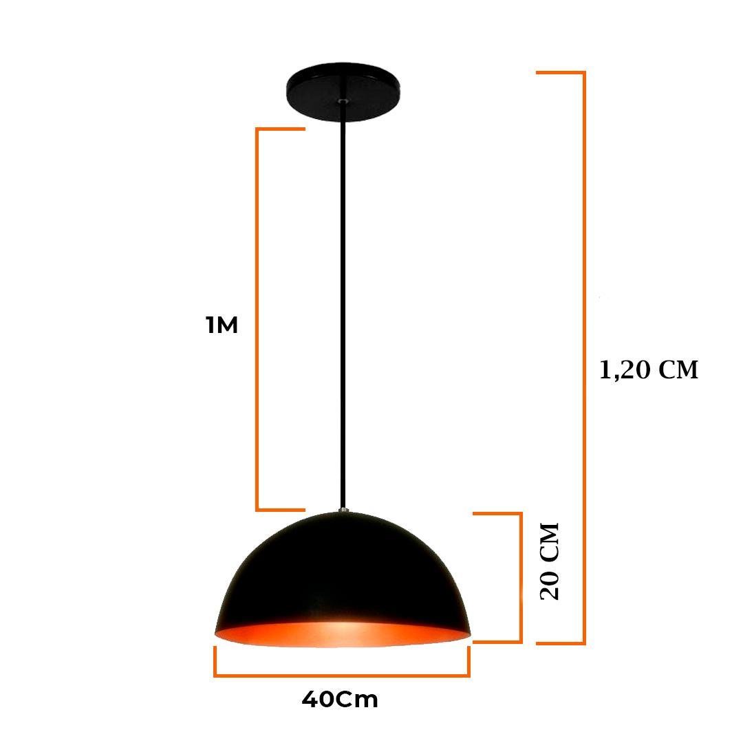 Kit 2 Lustre Pendentes Meia Lua 40cm Preto Cobre Rrjv MadeiraMadeira