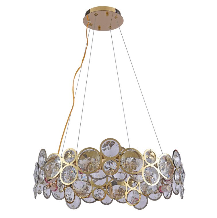 Lustre Redondo Dourado Cristais Cm E Paris Luz Madeiramadeira