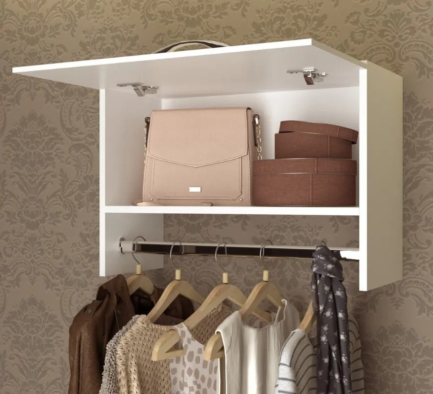 Arara De Roupas Cabideiro De Madeira Closets Branca Multiuso