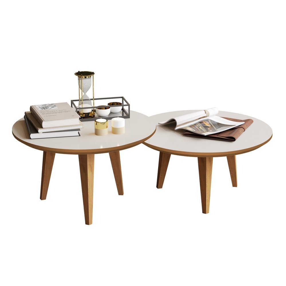 Conjunto Mesa De Centro Tesla Off White Legno Madeiramadeira