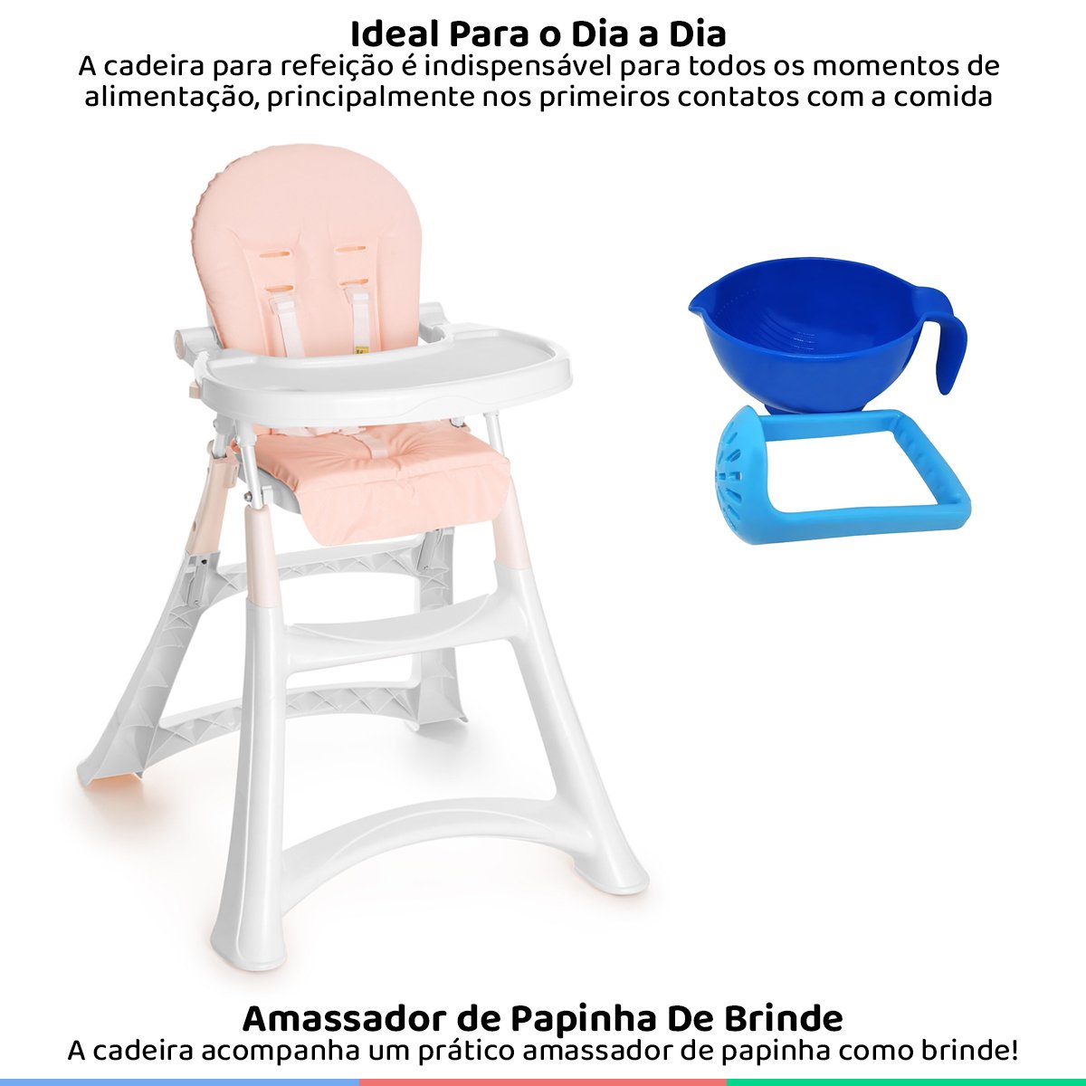 Cadeira Refeição Alimentação Criança Infantil Bebe Alta Premium Rosa