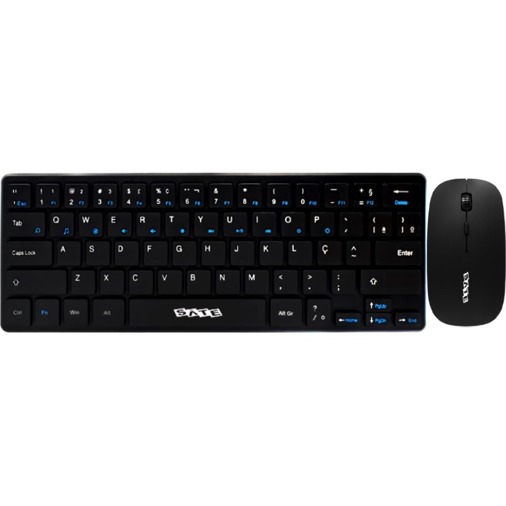 Teclado Kit Mouse Sem Fio Satellite AK 731G Preto Portugues