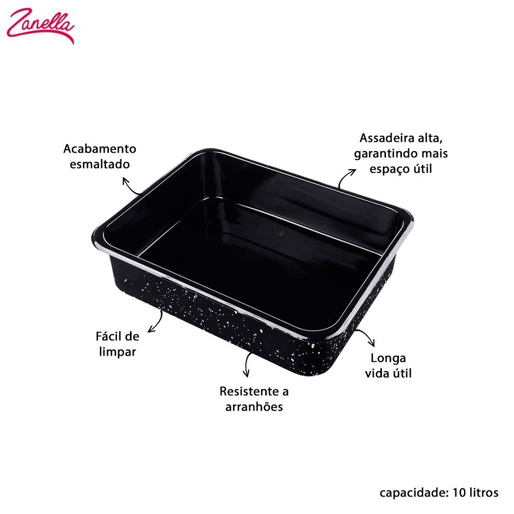 Assadeira Esmaltada Funda Retangular Grande Alta Carne Forno