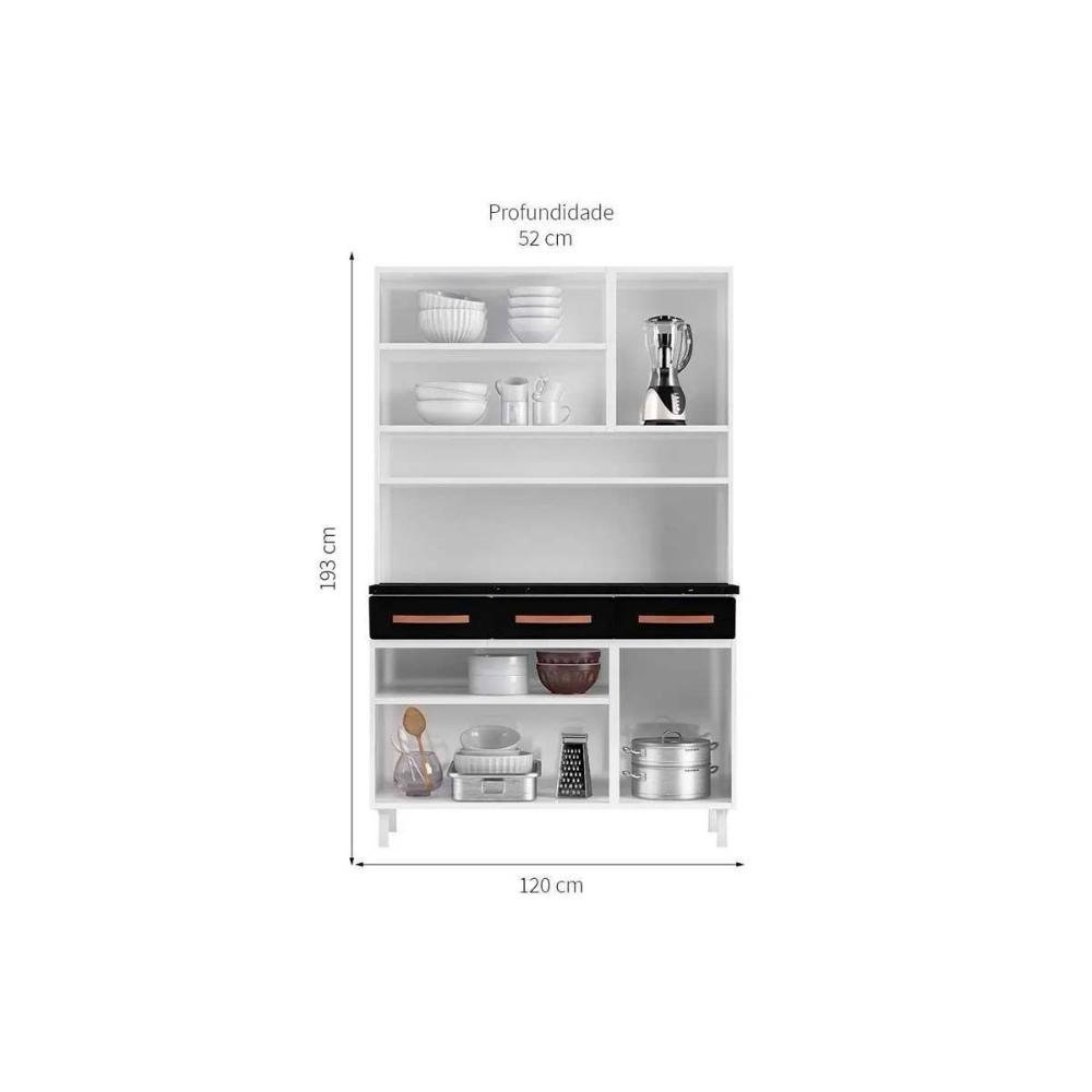 Cozinha Modulada Telasul Mirage New Kit Aço 6 Portas e 3 Gavetas 120cm