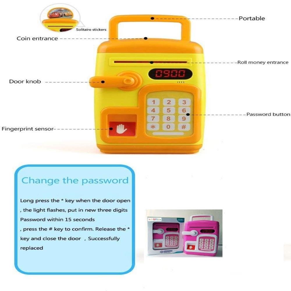 Cofre Digital Eletronico Cofrinho Automatico Para Notas E Moedas