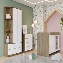 Quarto de Bebê Berço Guarda-Roupa e Cômoda Sonho Encantado Espresso Móveis - 2