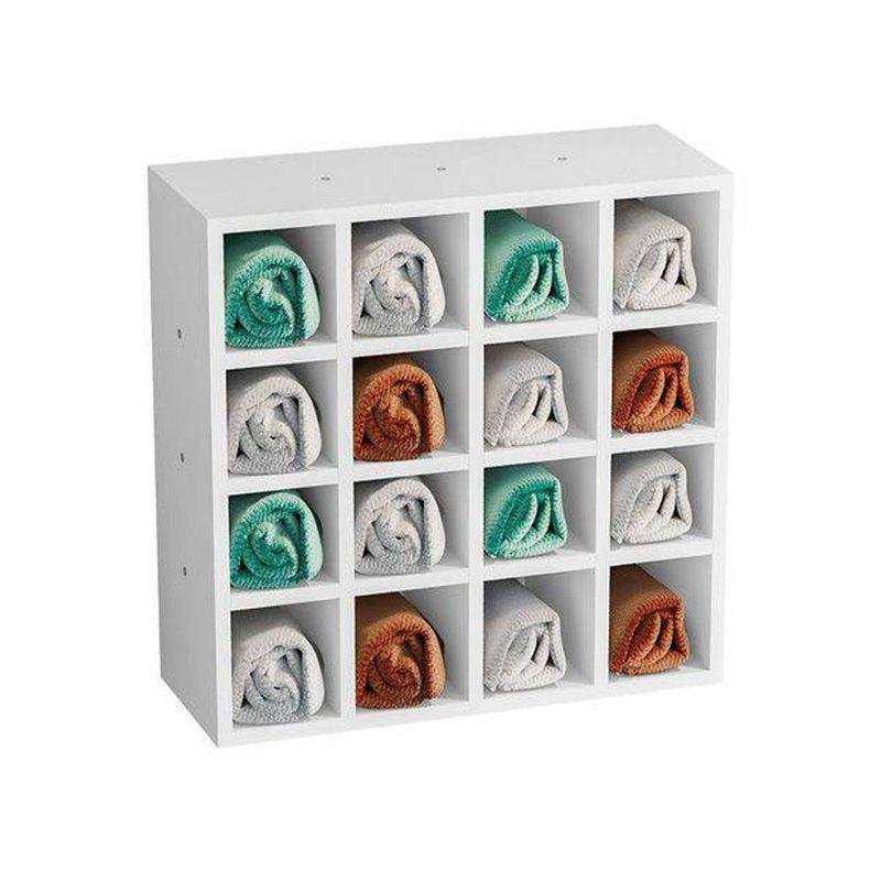 Nicho Porta Toalhas 16 Lugares 52x52cm Branco Ajl Móveis - 3