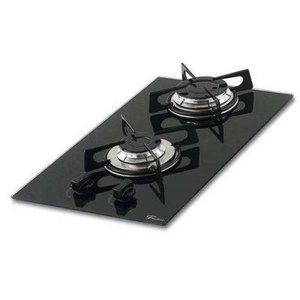 Fogão Cooktop Fischer 2 Bocas Gás Dominó, Mesa Vidro - Preto