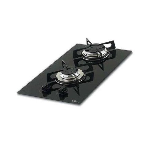Fogão Cooktop Fischer 2 Bocas Gás Dominó, Mesa Vidro - Preto
