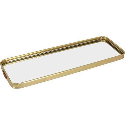 Bandeja Decorativa de Metal Dourado 3x35x12cm Servir Mesa Organizar Café