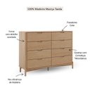 Ver imagem 4 de Cômoda 8 Gavetas Nest 100% Madeira Maciça Marrom/Tauari