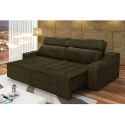 Sofá 4 Lugares Connect Retrátil e Reclinável 2,50M Suede Amassado Marrom - 1